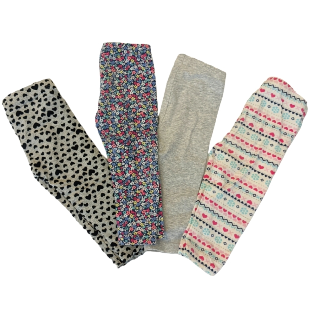 Carter's pants bundle of 4 size 12 months, hearts floral snow Girls Leggings